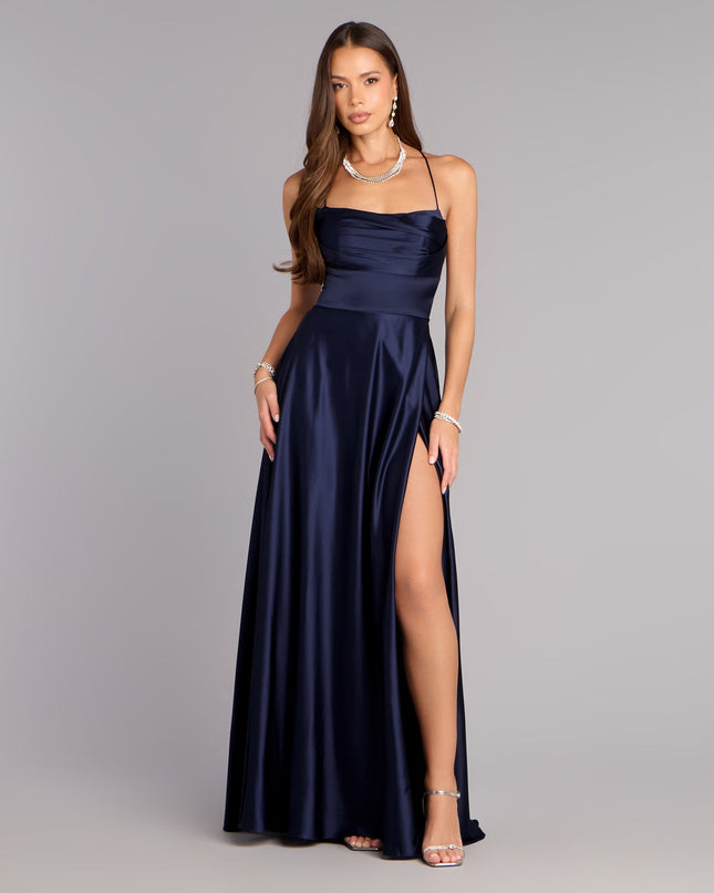 Natasha Satin A-Line Formal Dress
