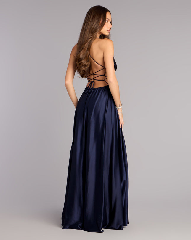 Natasha Satin A-Line Formal Dress