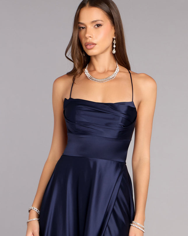 Natasha Satin A-Line Formal Dress