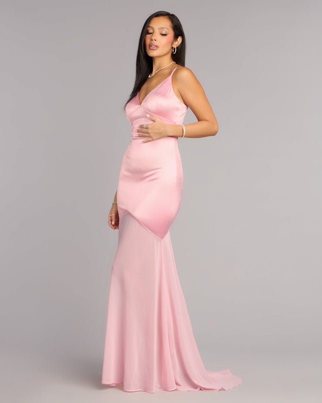 Sandy Satin Tie-Back Chiffon Formal Dress