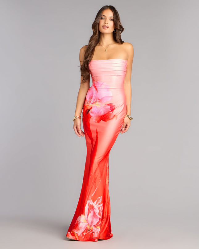 Summer Tropical Strappy Formal Dress