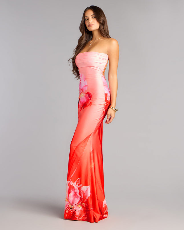 Summer Tropical Strappy Formal Dress
