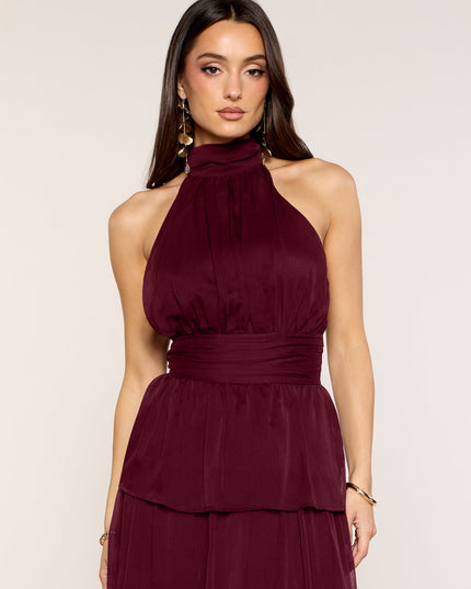 Lindsay Halter Ruffle A-Line Maxi Dress