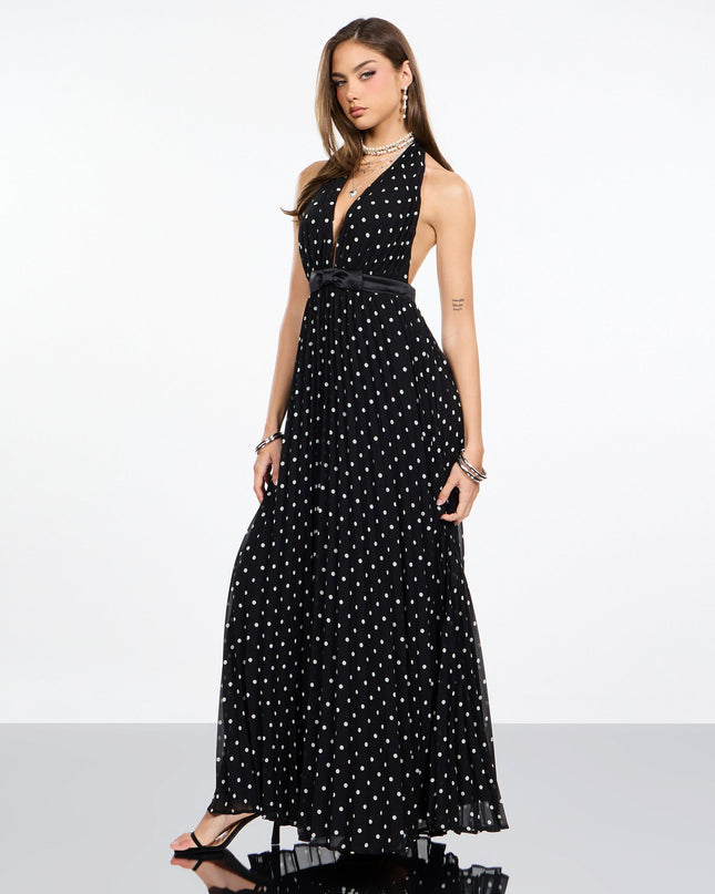 Agnes Polka Dot Chiffon Formal Dress