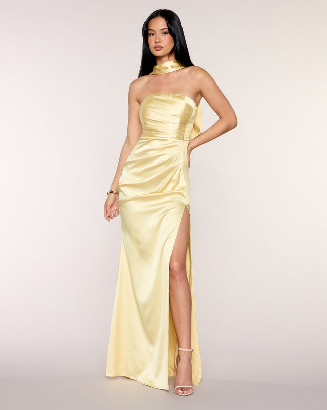 Jordan Satin Formal Dress With Scarf