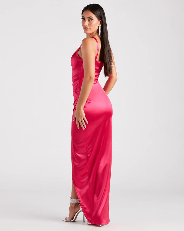 Rebecca Satin Slim-Fit Formal Dress