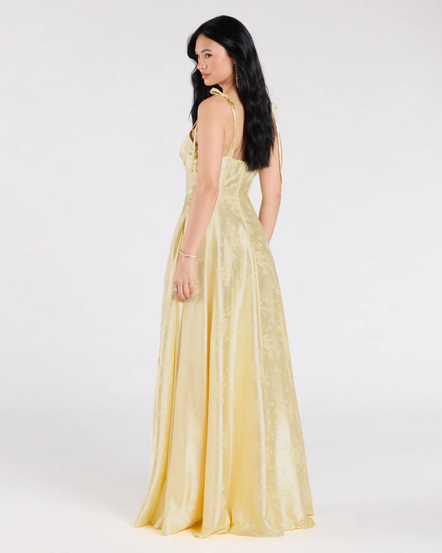 Melika Bustier Slit A-Line Satin Formal Dress