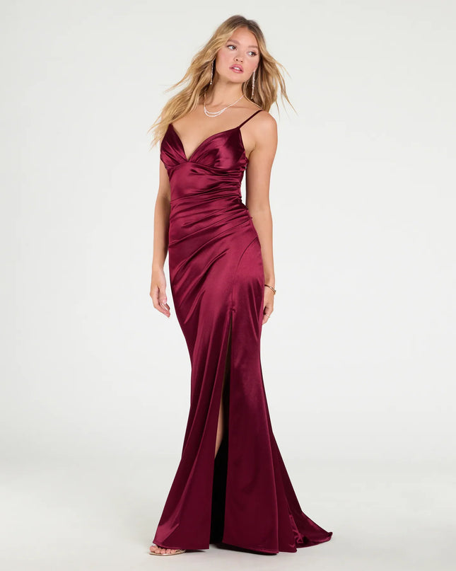 Jordyn Formal Satin Mermaid Dress With Train
