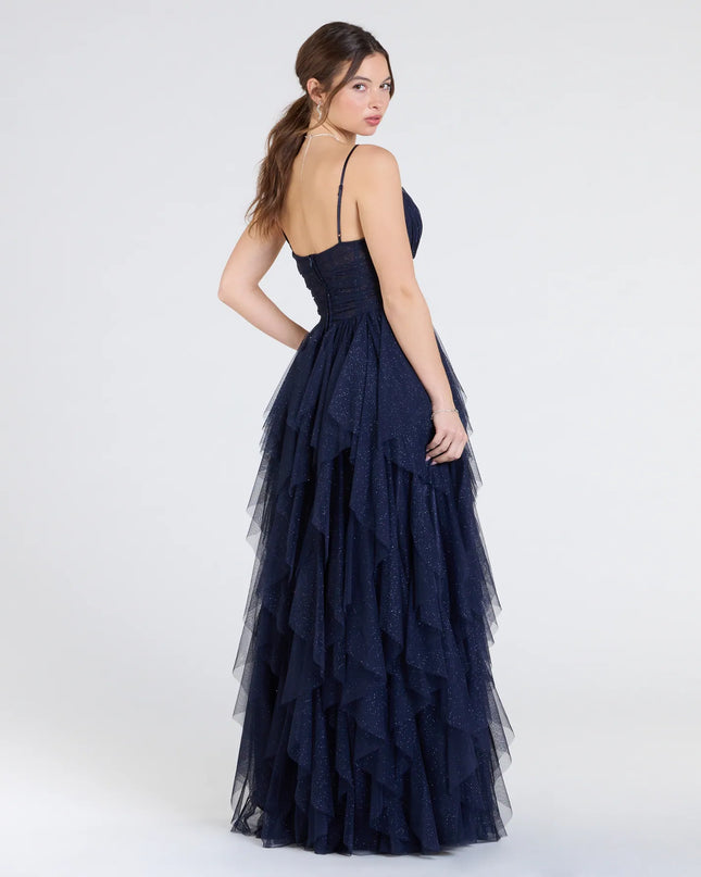 Indiana V-Neck Corset Ruffle A-Line Formal Dress