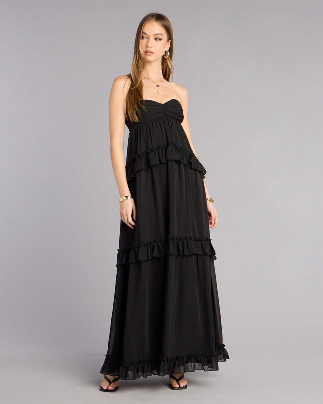 Soft Drama Chiffon Ruffle A-Line Maxi Dress