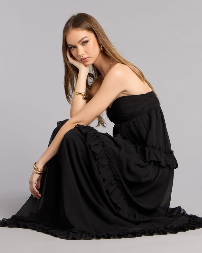 Soft Drama Chiffon Ruffle A-Line Maxi Dress