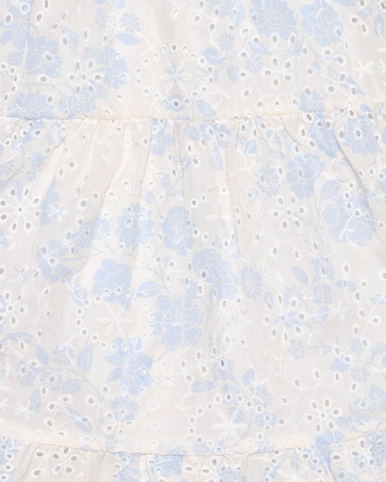 My Cute Side Tie-Back Floral Eyelet Midi Dress