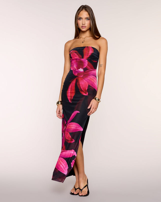Make Them Stare Mesh Slit Maxi Dress