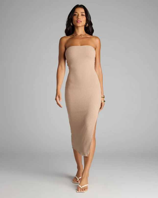 Smooth Talker Strapless Bodycon Midi Dress
