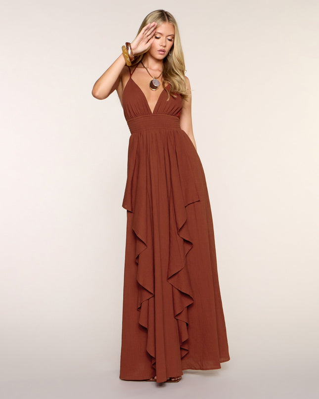 Just Like A Dream Strappy Back Ruffled Maxi Dress