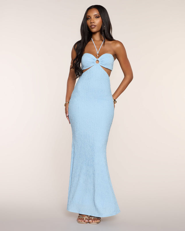 Ocean Air Mood Halter Maxi Dress
