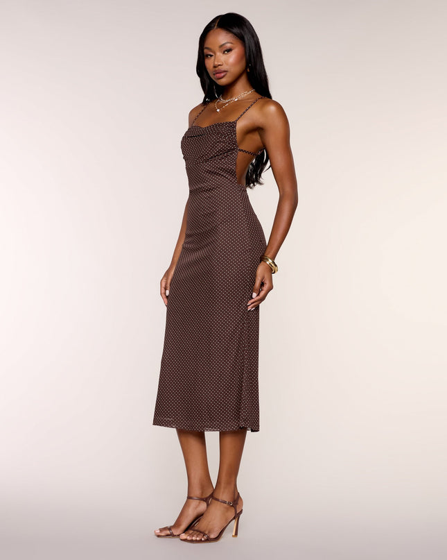 Second Look Polka Dot Mesh Midi Dress
