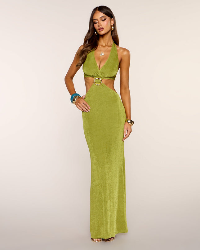 Polished Halter Bodycon Maxi Dress