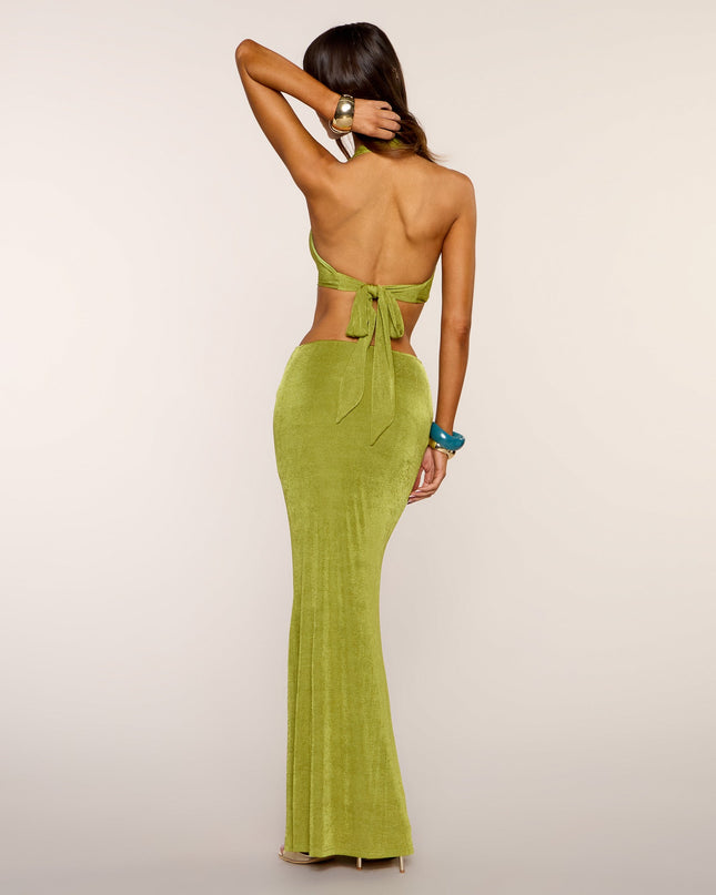 Polished Halter Bodycon Maxi Dress