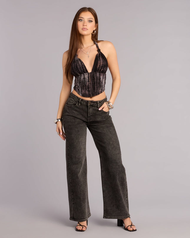 Serving Confidence Velvet Burnout Halter Top