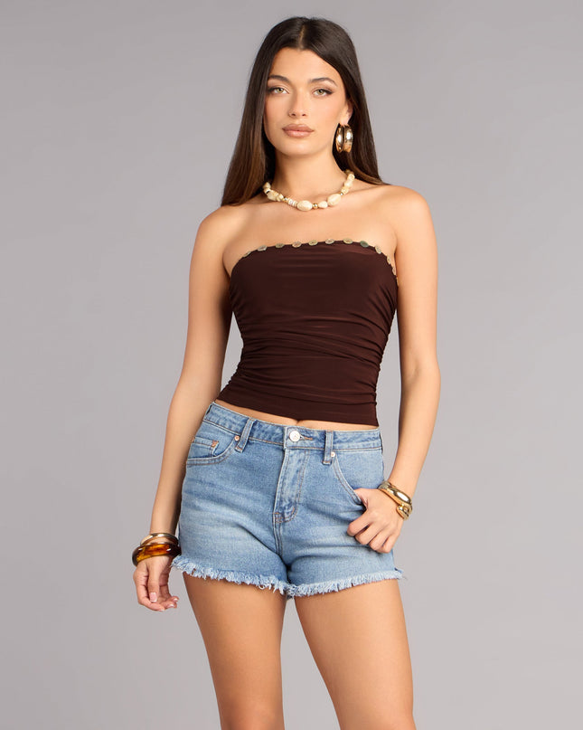 Plans Set Tube Button Crop Top