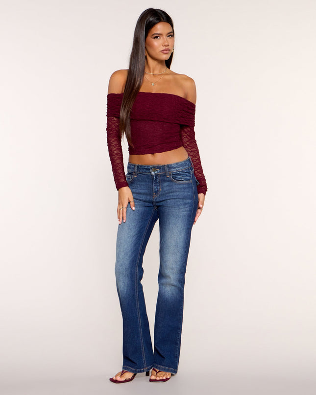 Sheer Detail Floral Lace Long Sleeve Top