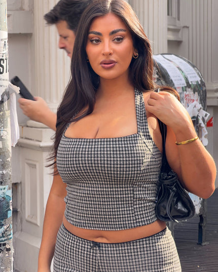 Plans In Plaid Knit Halter Top