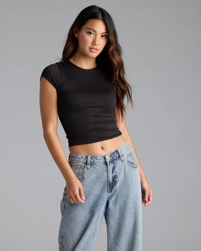 Baby Got Back Basic Crew Neck Crop Tee