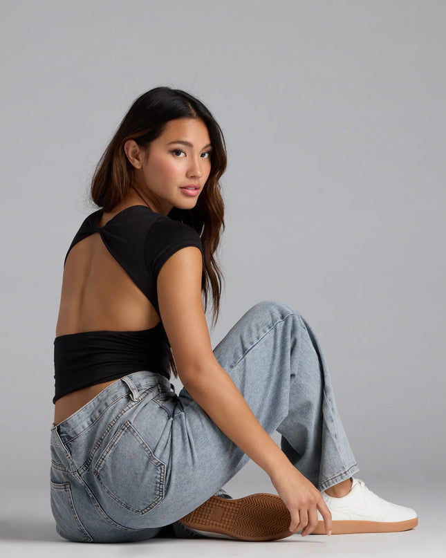 Baby Got Back Basic Crew Neck Crop Tee