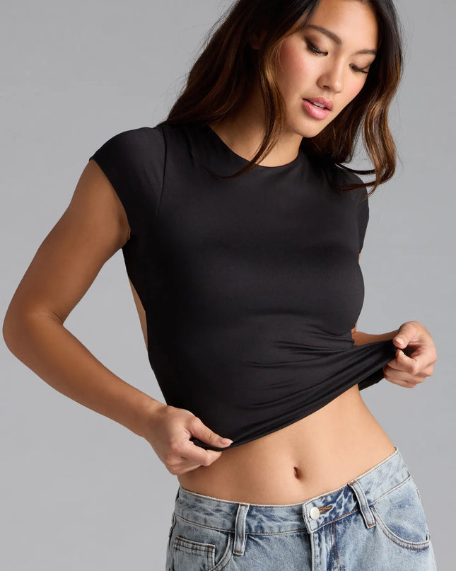 Baby Got Back Basic Crew Neck Crop Tee