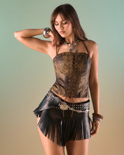 Outlaw Energy Lace-Up Corset Top