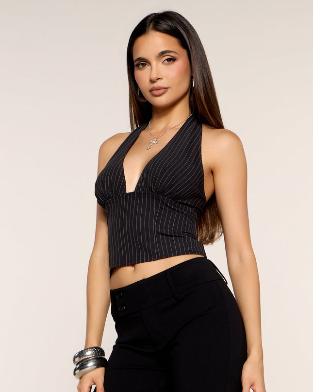 Line Up Pinstripe Halter Top