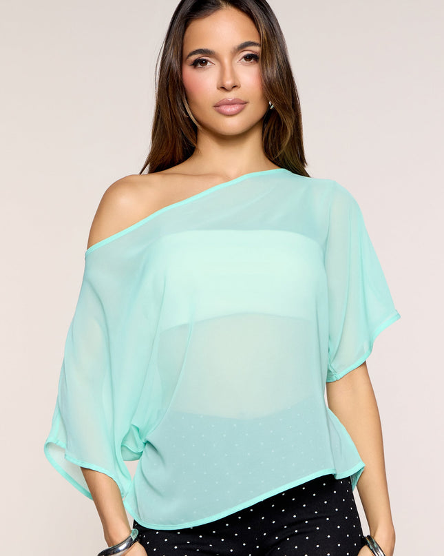 Postcard Pending Asymmetrical Chiffon Top