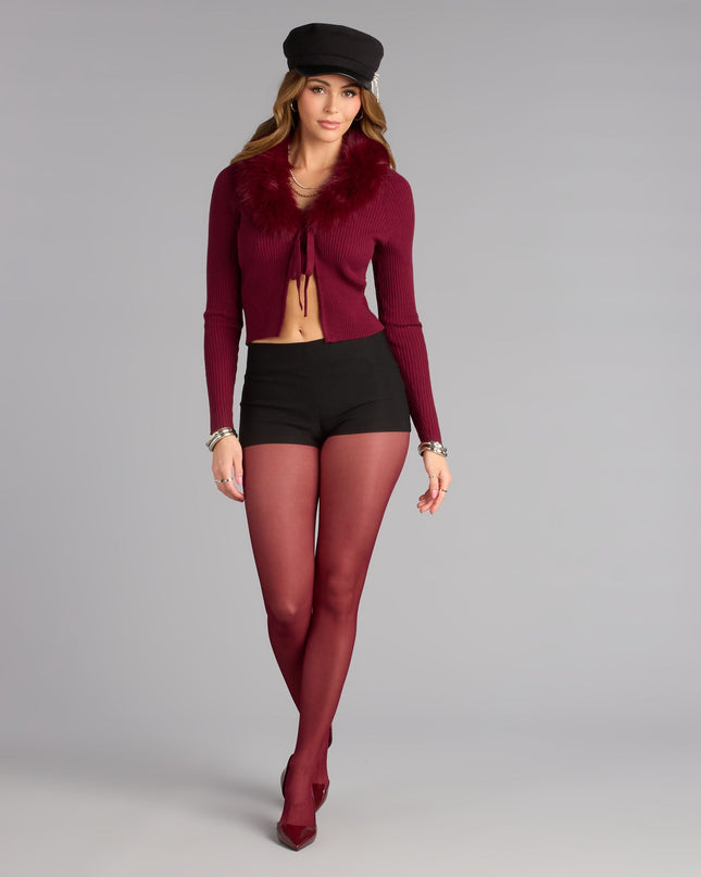 So Chic Removable Faux Fur Tie-Front Cardigan