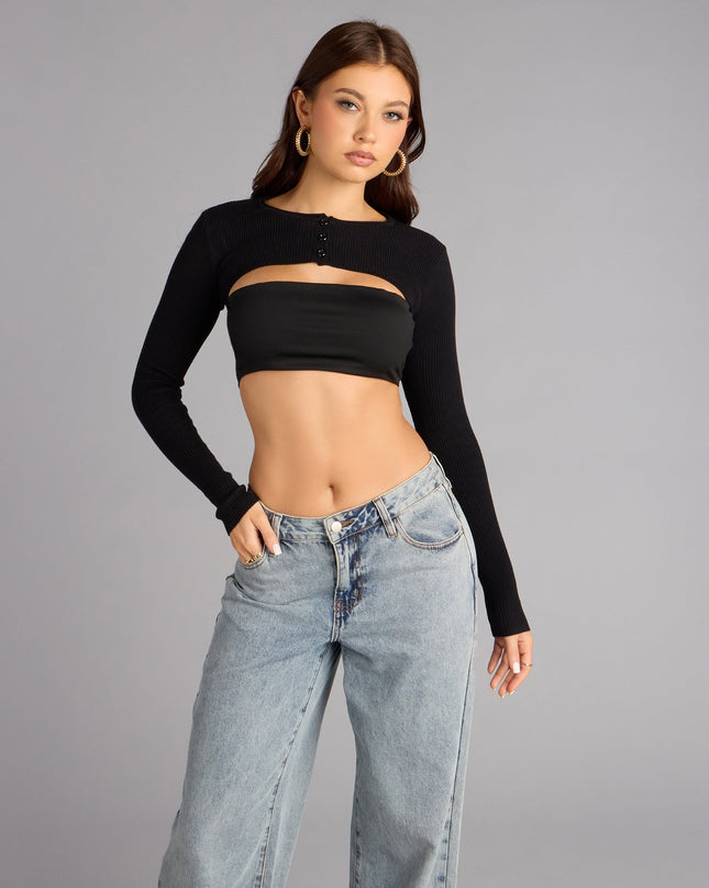 Level Up Ribbed Knit Long Sleeve Topper