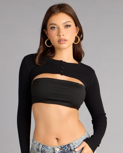 Level Up Ribbed Knit Long Sleeve Topper