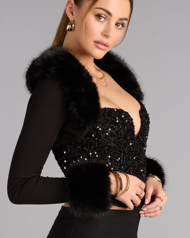 Luxe Affair Removable Faux Fur Bolero
