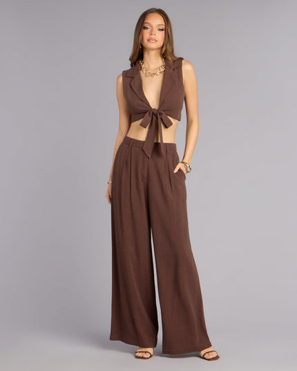Effortless Look Linen-Blend Tie-Front Vest