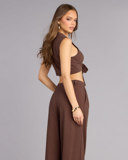Effortless Look Linen-Blend Tie-Front Vest