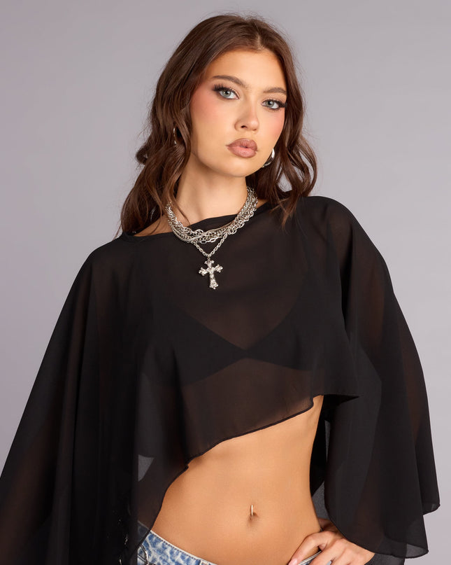 Midnight Air Sheer Mesh Poncho