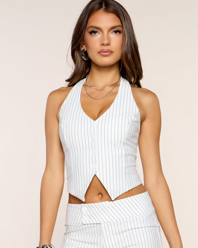 Tailored Mood Pinstripe Halter Vest