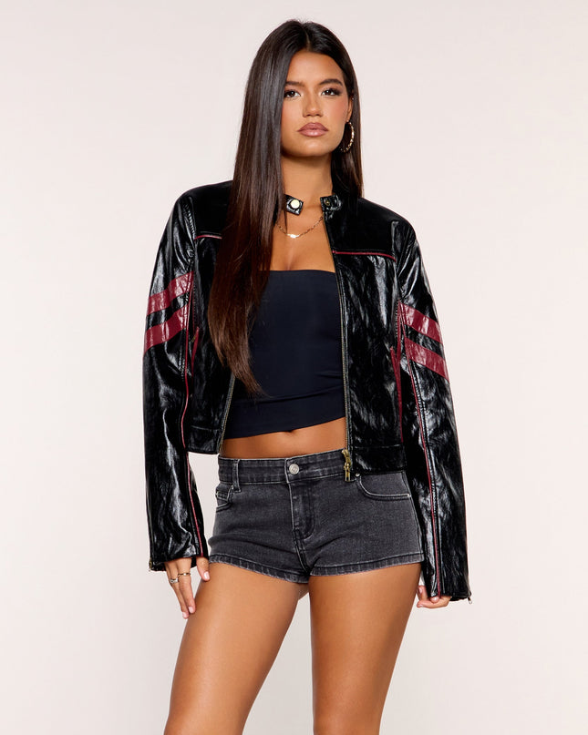 Fast Lane Faux Leather Moto Jacket