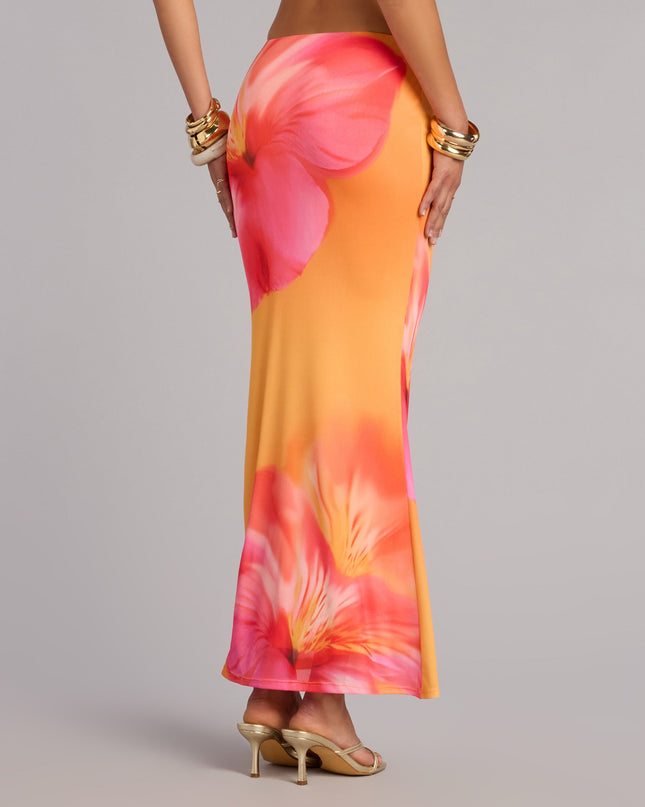Sunset Mood Tropical Floral Maxi Skirt