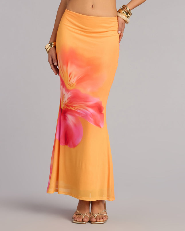 Sunset Mood Tropical Floral Maxi Skirt