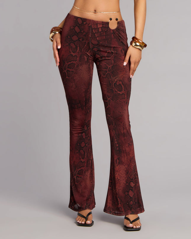 Sleek Moves Snake Print Flare Pants