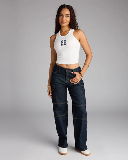 Utility Chic Mid-Rise Cargo Denim Jeans