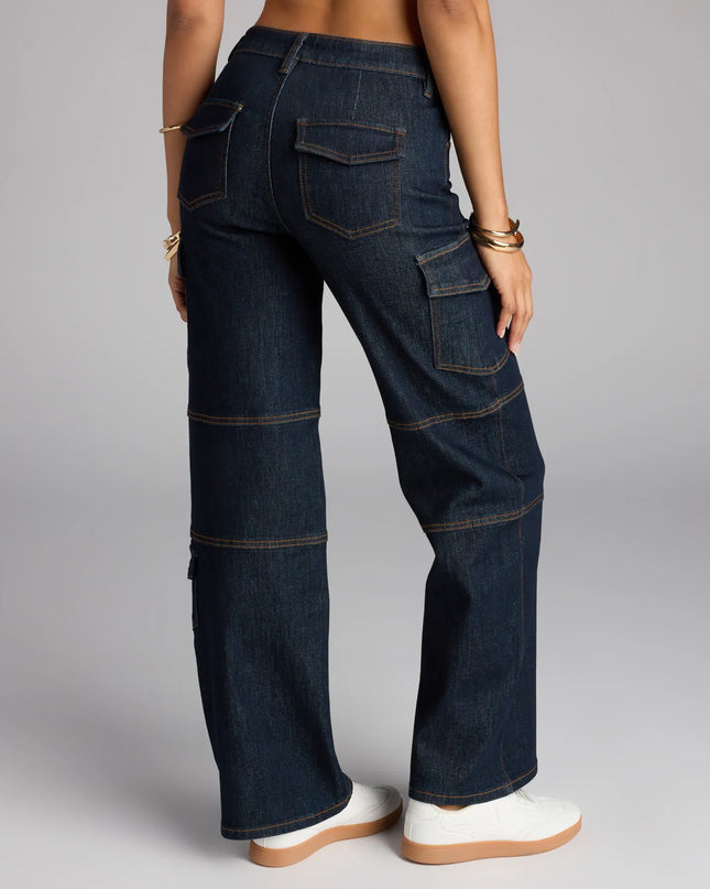 Utility Chic Mid-Rise Cargo Denim Jeans