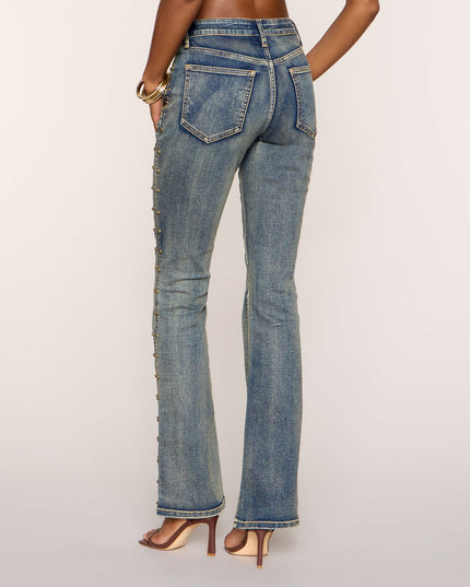 Studded And Snatched Flare Jeans