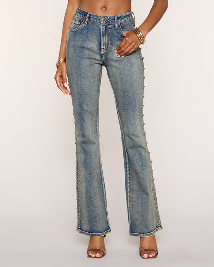 Studded And Snatched Flare Jeans