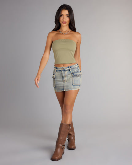 Throwback Cool Denim Cargo Mini Skirt